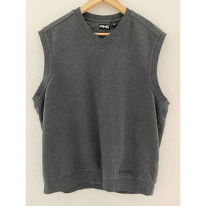 Ping Vest Men's Grey Large Cotton Golfing Golf Vest Sleeveless